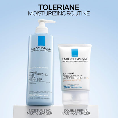 La Roche-Posay Toleriane Moisturizing Milky Cleanser – Calming Self-Care Face Wash for Dry, Sensitive Skin Routines