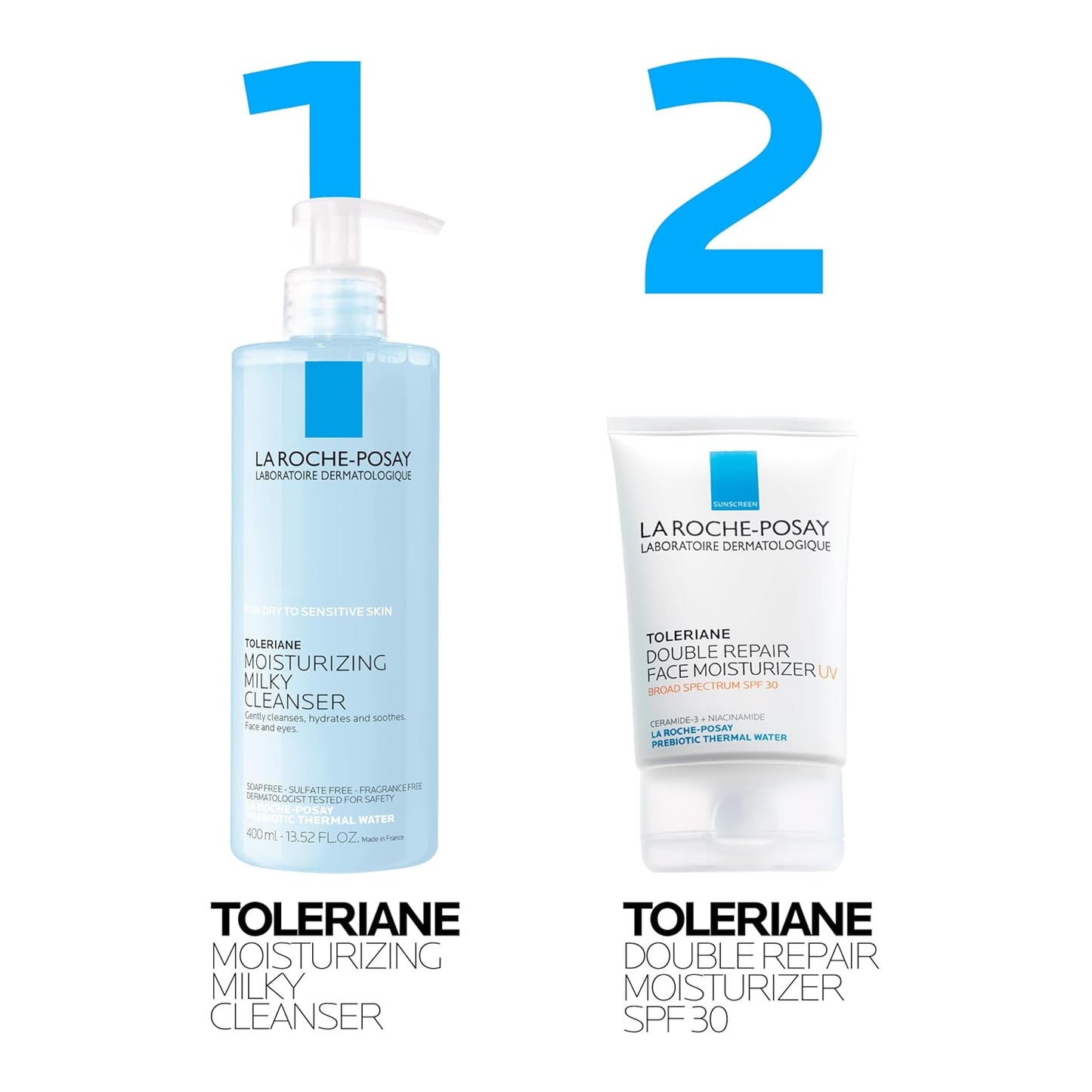 La Roche-Posay Toleriane Moisturizing Milky Cleanser – Calming Self-Care Face Wash for Dry, Sensitive Skin Routines