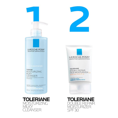 La Roche-Posay Toleriane Moisturizing Milky Cleanser – Calming Self-Care Face Wash for Dry, Sensitive Skin Routines