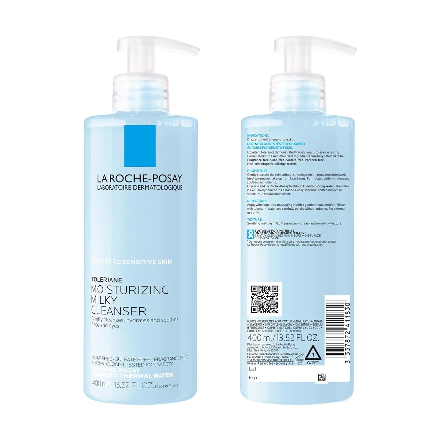La Roche-Posay Toleriane Moisturizing Milky Cleanser – Calming Self-Care Face Wash for Dry, Sensitive Skin Routines