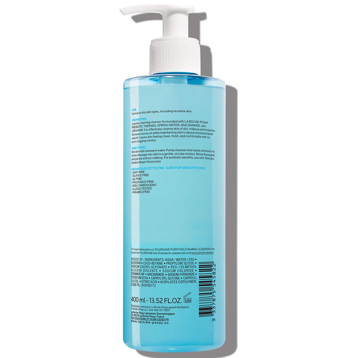 La Roche-Posay Toleriane Purifying Cleanser – Dermatologist-Tested, Hypoallergenic Face Wash for Sensitive Skin