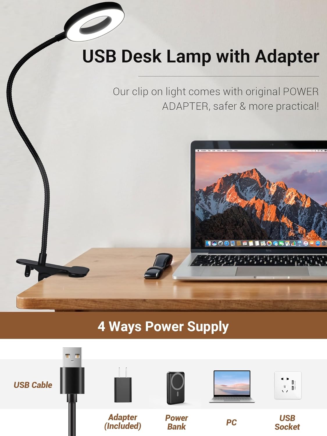 LampDepot Minimalist Bedside Reading Light with Metal Clamp – Simple Design Clip Lamp for Less-Is-More Bedrooms