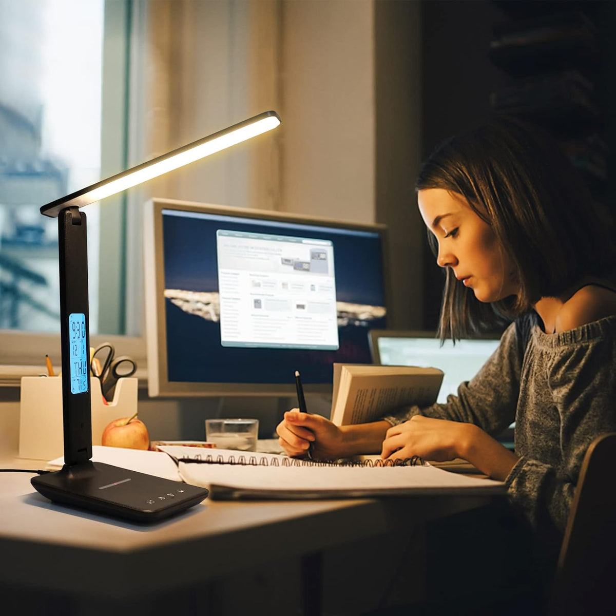 LAOPAO Decorative Wireless Charging Table Lamp – Cozy Living Room and Bedside Lighting with USB Port and Foldable Arm
