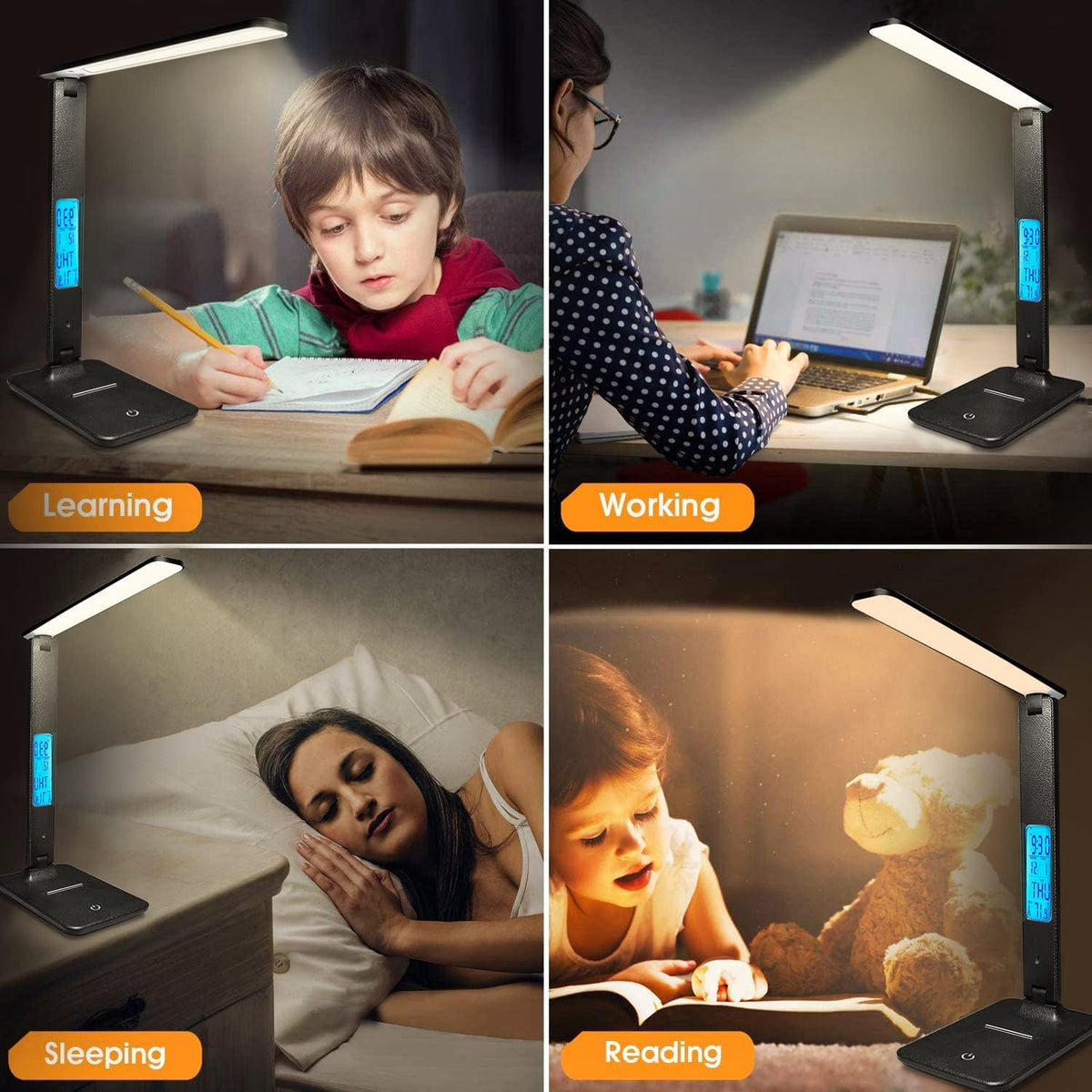 LAOPAO Decorative Wireless Charging Table Lamp – Cozy Living Room and Bedside Lighting with USB Port and Foldable Arm