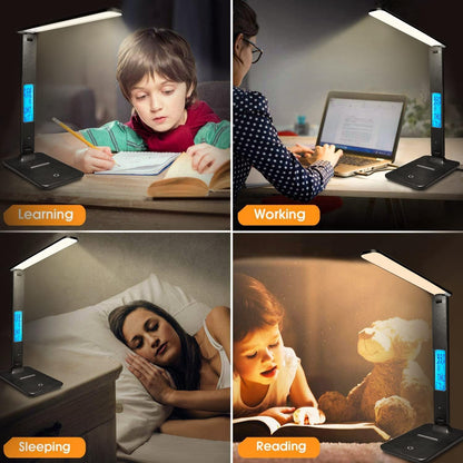 LAOPAO Decorative Wireless Charging Table Lamp – Cozy Living Room and Bedside Lighting with USB Port and Foldable Arm