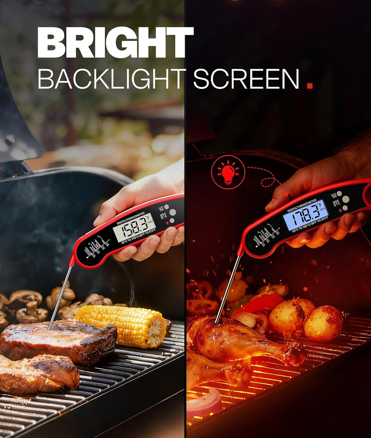 large backlit lcd with °c/°f toggle and easy calibration
