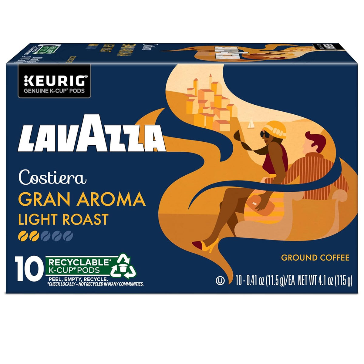 Lavazza Costiera Gran Aroma Single-Serve Pods for Study Desk Rituals, Floral Citrus Light Roast Keurig Coffee