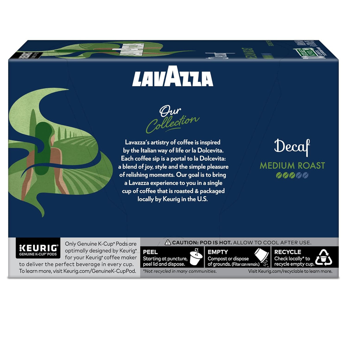 Lavazza Decaf Keurig Pods – Nightly Mindfulness Brew for Health-Conscious Adults, Kosher Medium Roast 60-Count