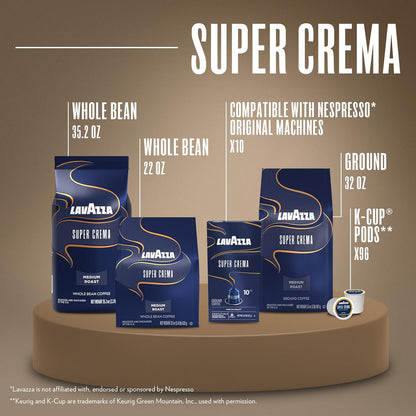Lavazza Super Crema Arabica Robusta Blend – Artisanal Café-Quality Cup for an Elevated Kitchen