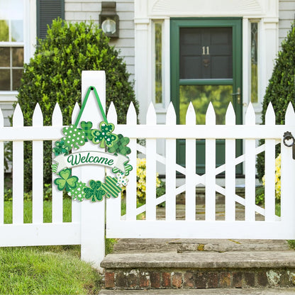 layered design combining shamrocks, stripes, plaid, and polka dots