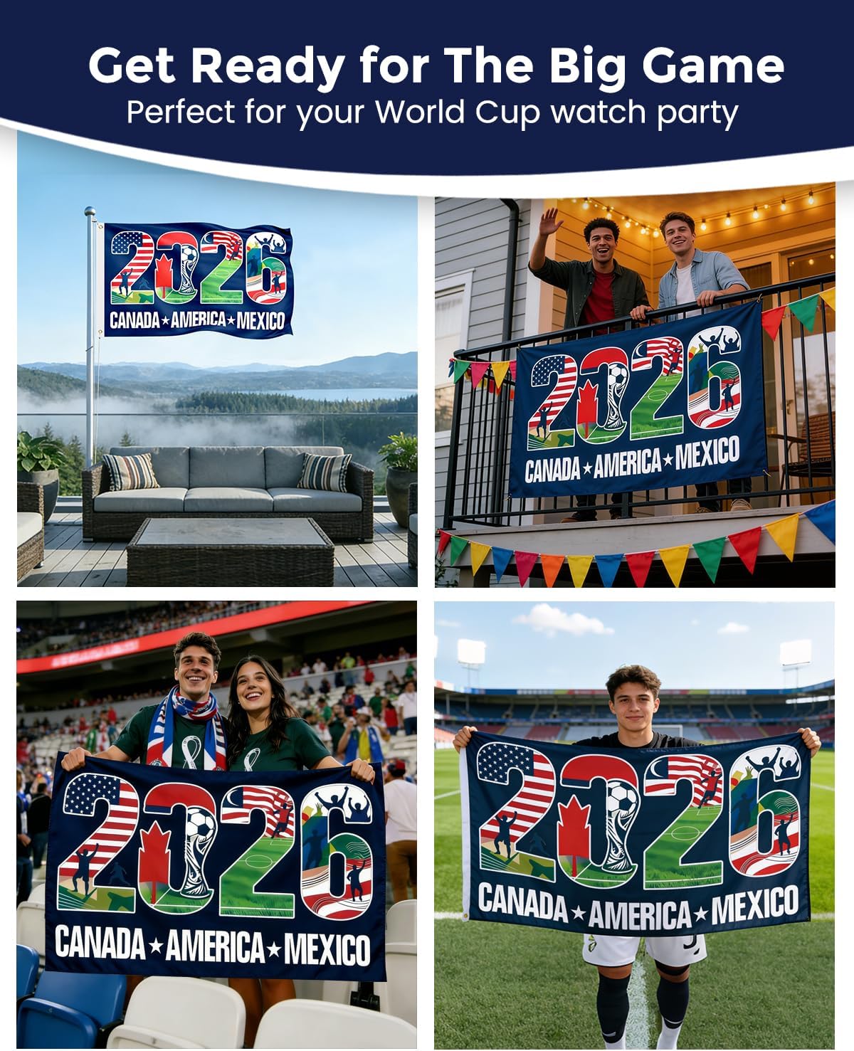 LCHIVI 2026 World Cup Commemorative Flag 5x3FT - Thoughtful Soccer Fan Gift for Birthdays, Housewarmings, and Holiday Surprises