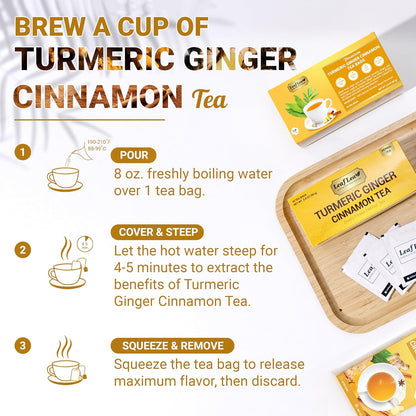 LeafLea Turmeric Ginger Cinnamon Tea Bags – Clean-Label Pantry Staple for the Intentional Home, Sugar-Free
