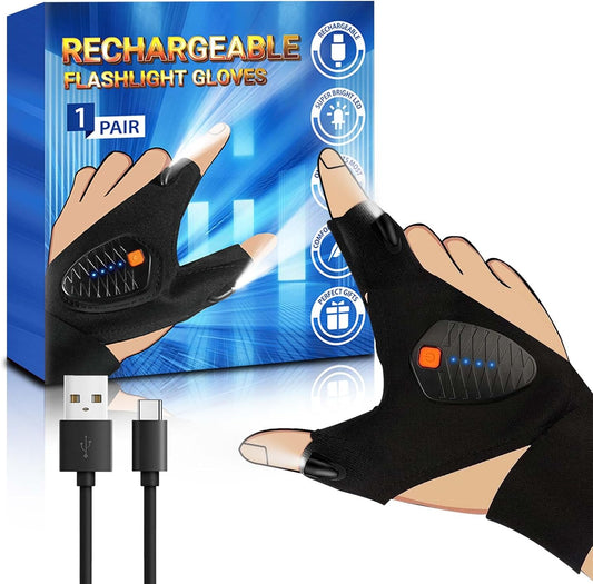 led bulbs mounted on the thumb and index finger of both left and right gloves