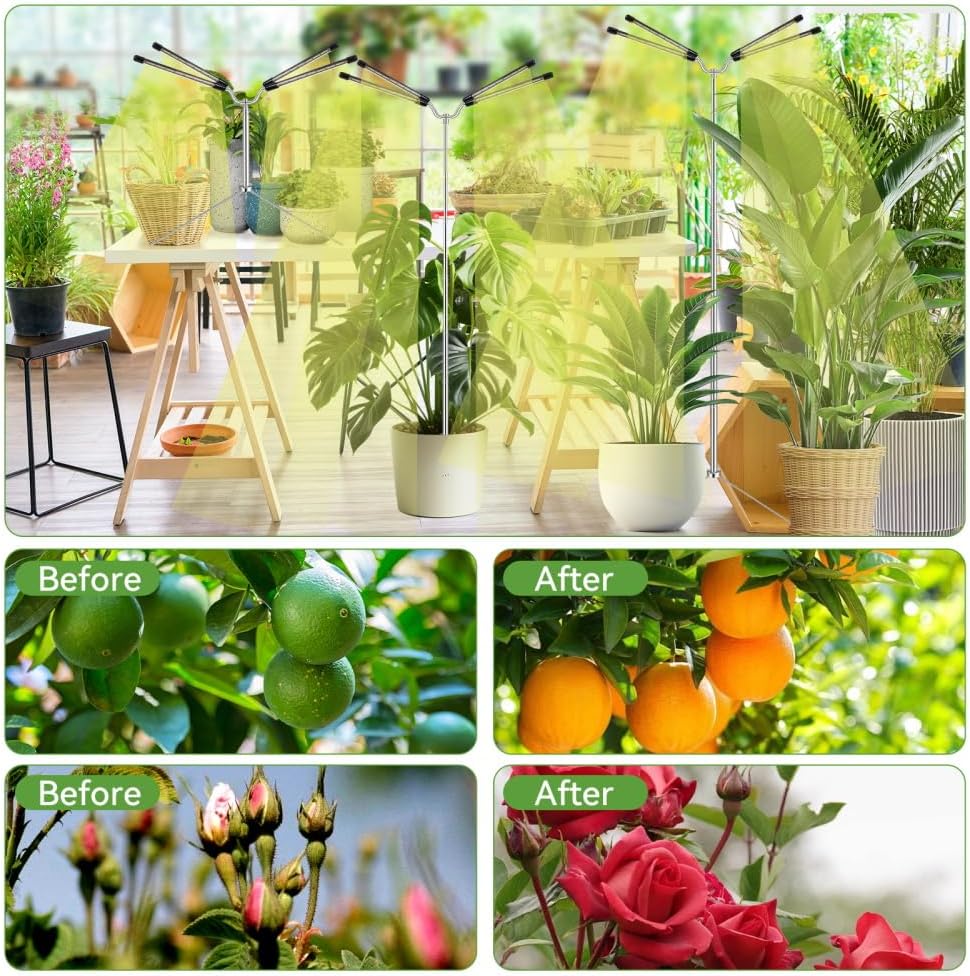 LED Plant Growing Light – Sleek Bedroom Accent Lamp, 62 Inch Adjustable Standing Grow Light