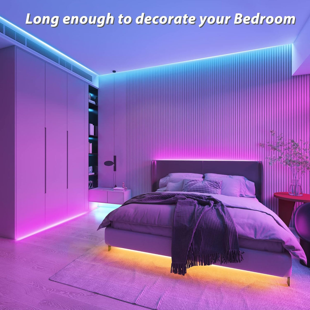 Ledagic Led Lights for Bedroom 100ft - RGB LED Strip Lights with Music Sync, App and Remote, Ready to Gift for Birthday, Housewarming, and Holidays