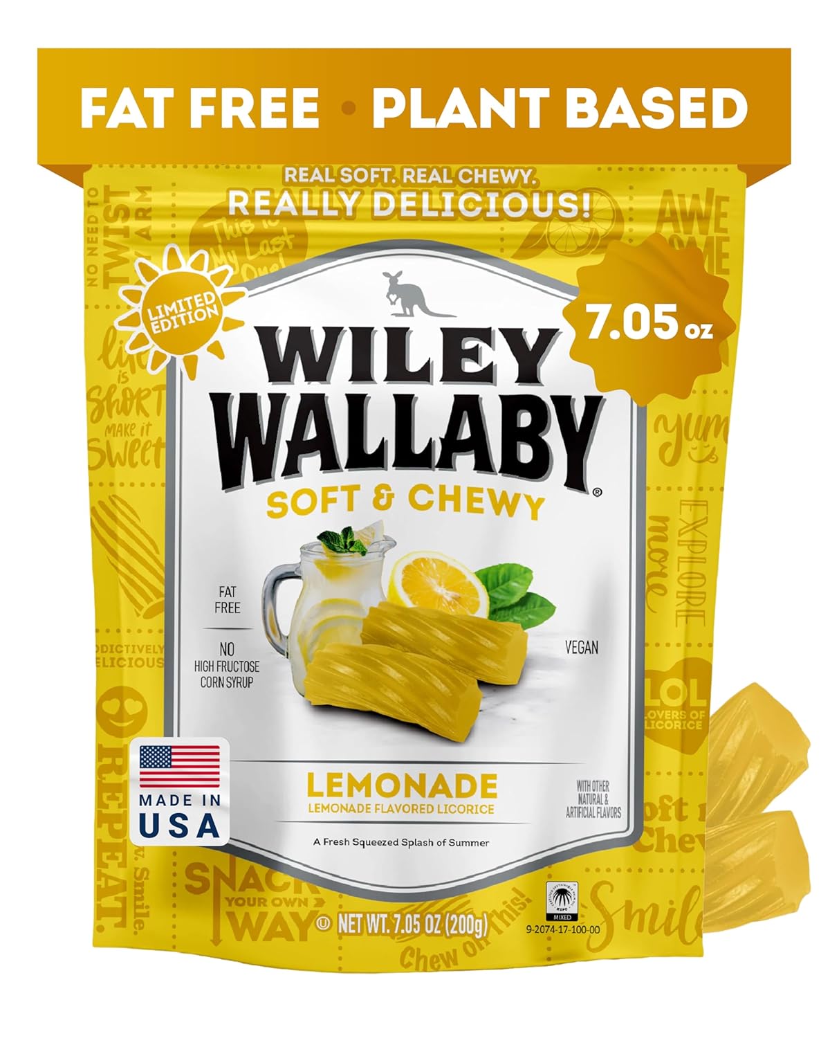 lemonade-flavored soft and chewy australian-style licorice twists