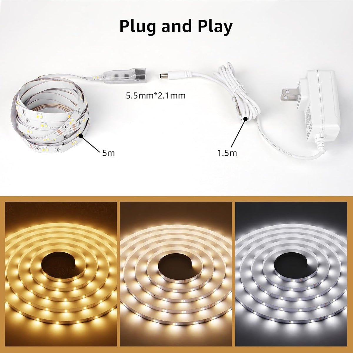 Lepro LED Tunable White Strip Light – Study Nook and Computer Workstation Light, 32.8ft Dimmable Task Tape
