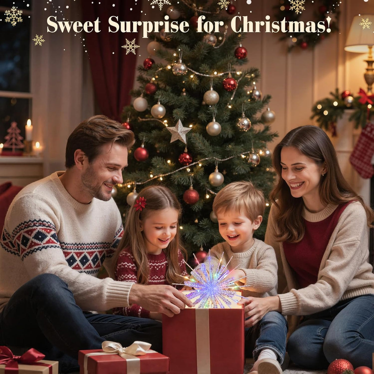 Lewondr Lighted Snowflake Tree Topper – Festive Living Room Aesthetic, 30 LED Christmas Topper with 8 Modes and Timer