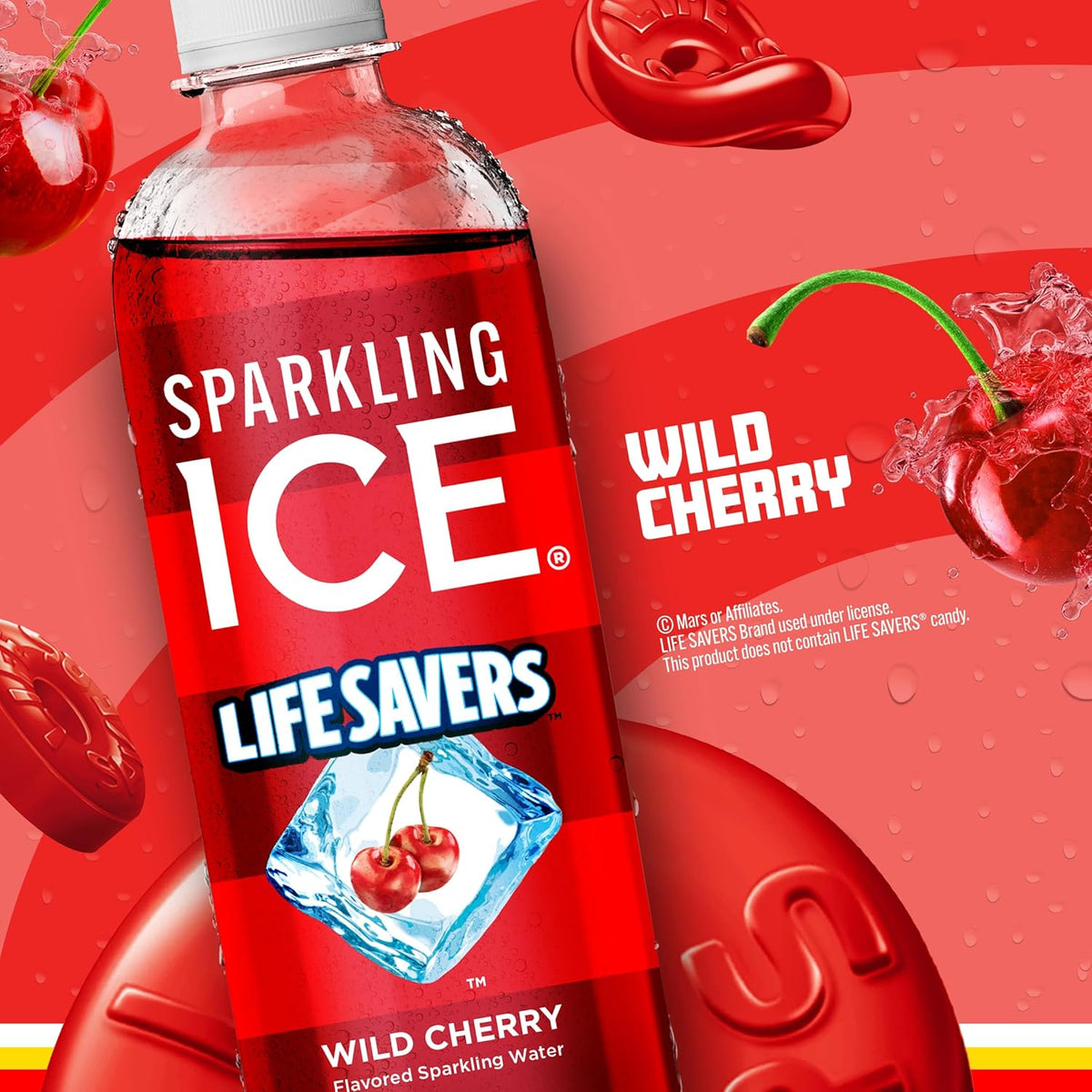 LIFESAVERS Sparkling Water Wild Cherry – Better-Than-Juice Beverage for Kids Lunchboxes and After-School Snacks, 17 fl oz