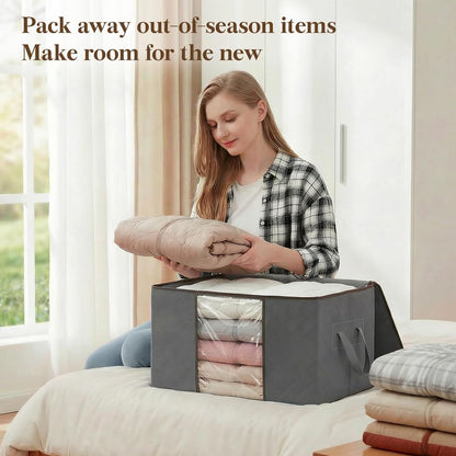 Lifewit Foldable Storage Bags – Stylish Closet Organizer for Bedroom Decor, 6 Pack with Clear Window