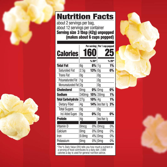light butter formulation with 50% less fat than regular butter popcorn
