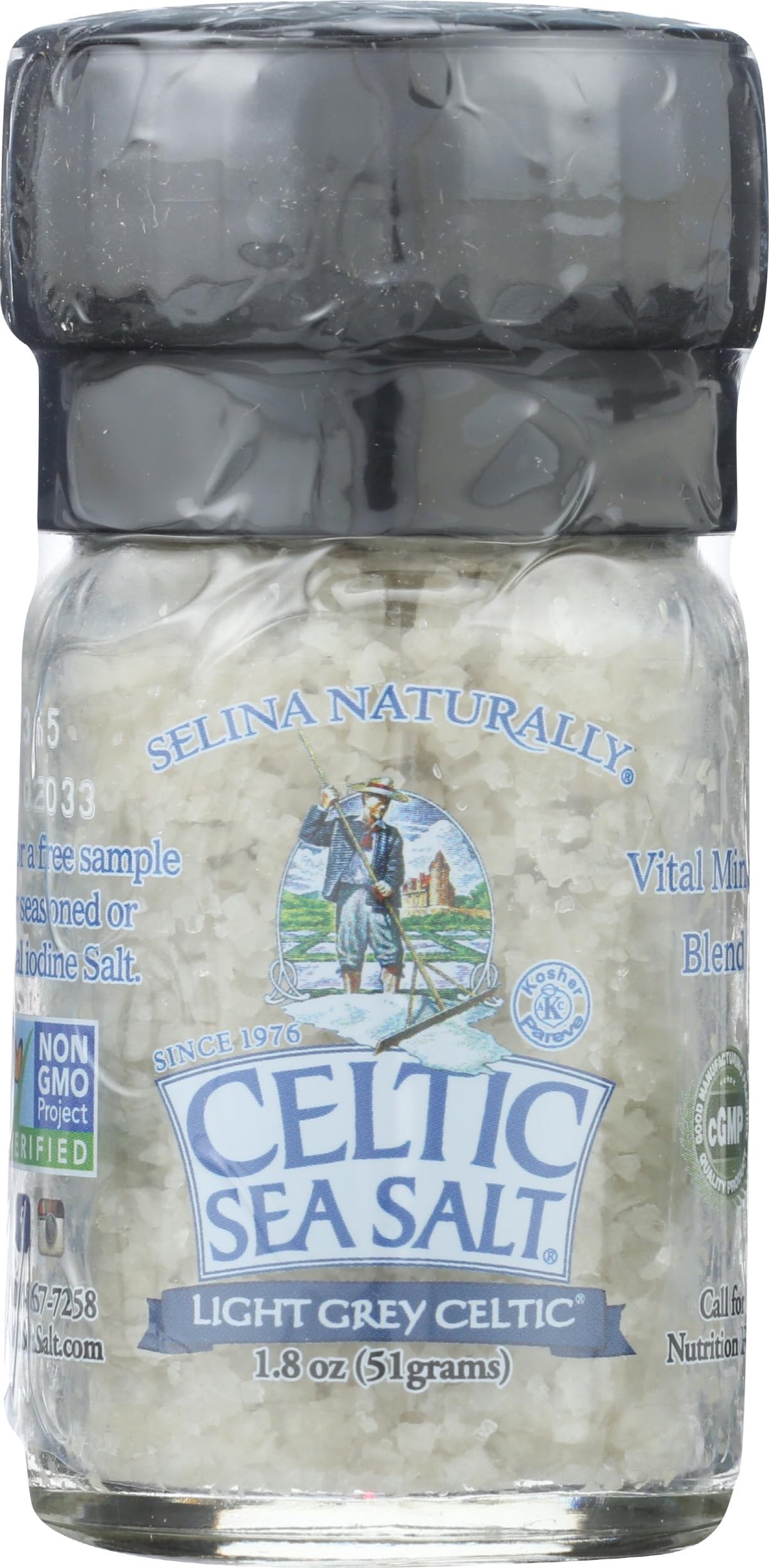 Light Grey Celtic Sea Salt Mini Grinder, 1.8 Ounces