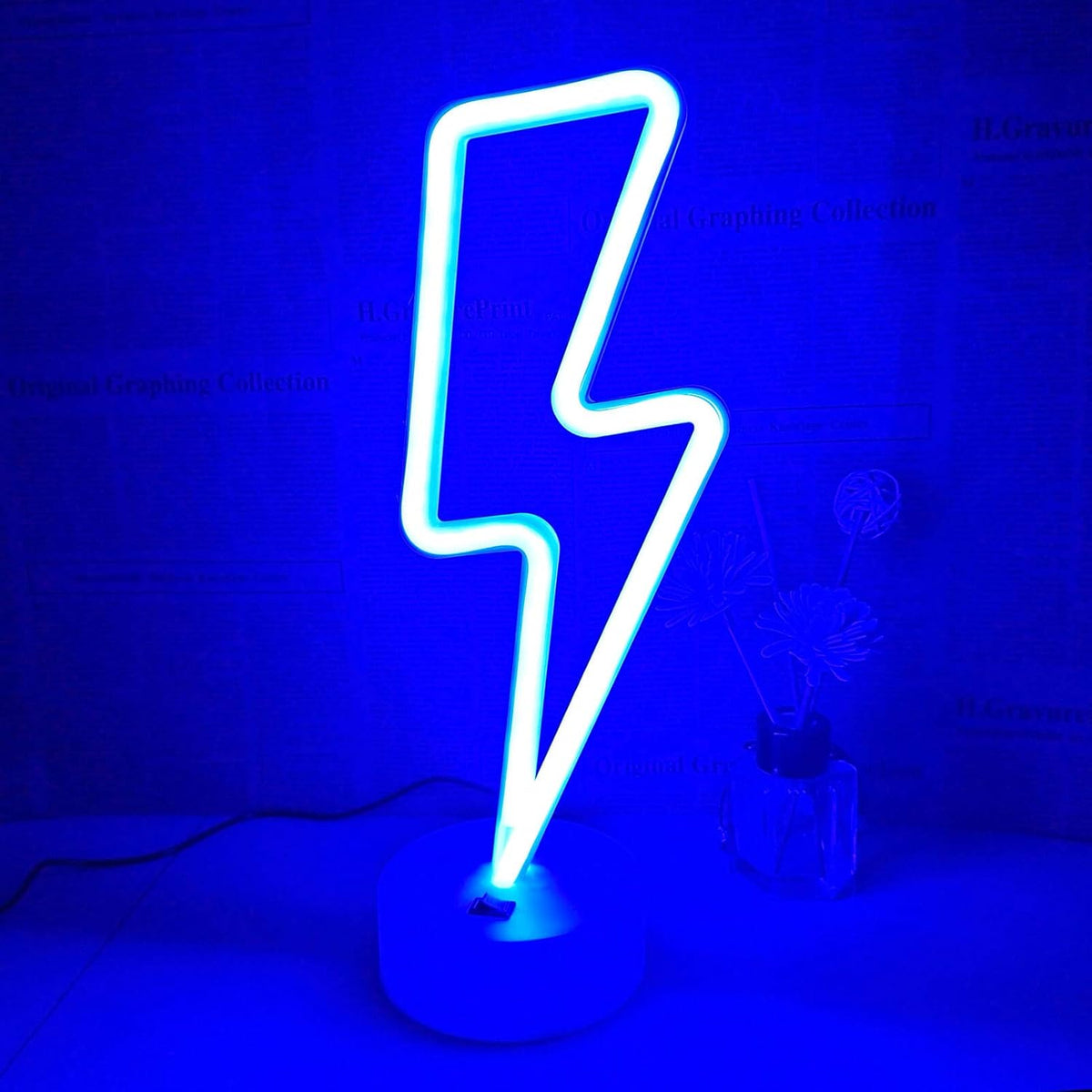 Lightning Bolt Neon Sign - Shatterproof Toddler Room Accent Light, USB Powered Neon Style Wall Sign for Playroom