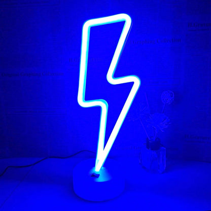 Lightning Bolt Neon Sign - Shatterproof Toddler Room Accent Light, USB Powered Neon Style Wall Sign for Playroom