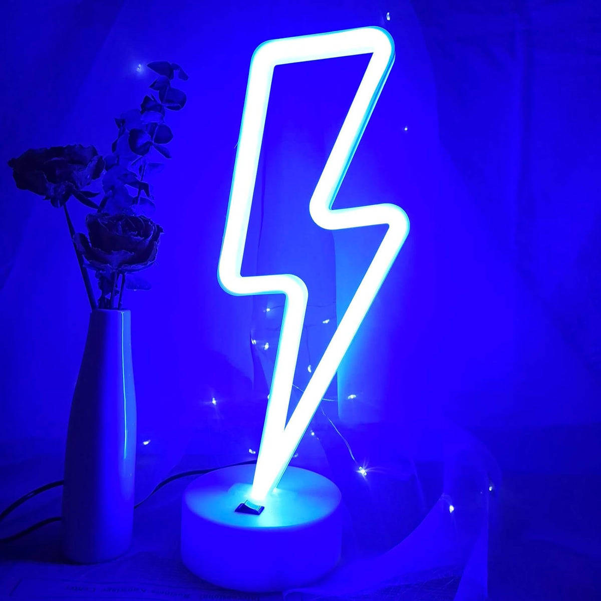 Lightning Bolt Neon Sign - Shatterproof Toddler Room Accent Light, USB Powered Neon Style Wall Sign for Playroom