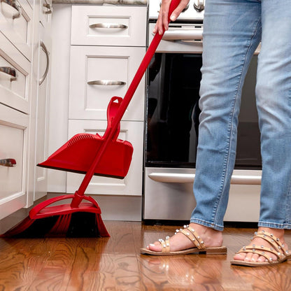 lightweight 53-inch handle with 10.5-inch sweeping width and 11-inch dustpan
