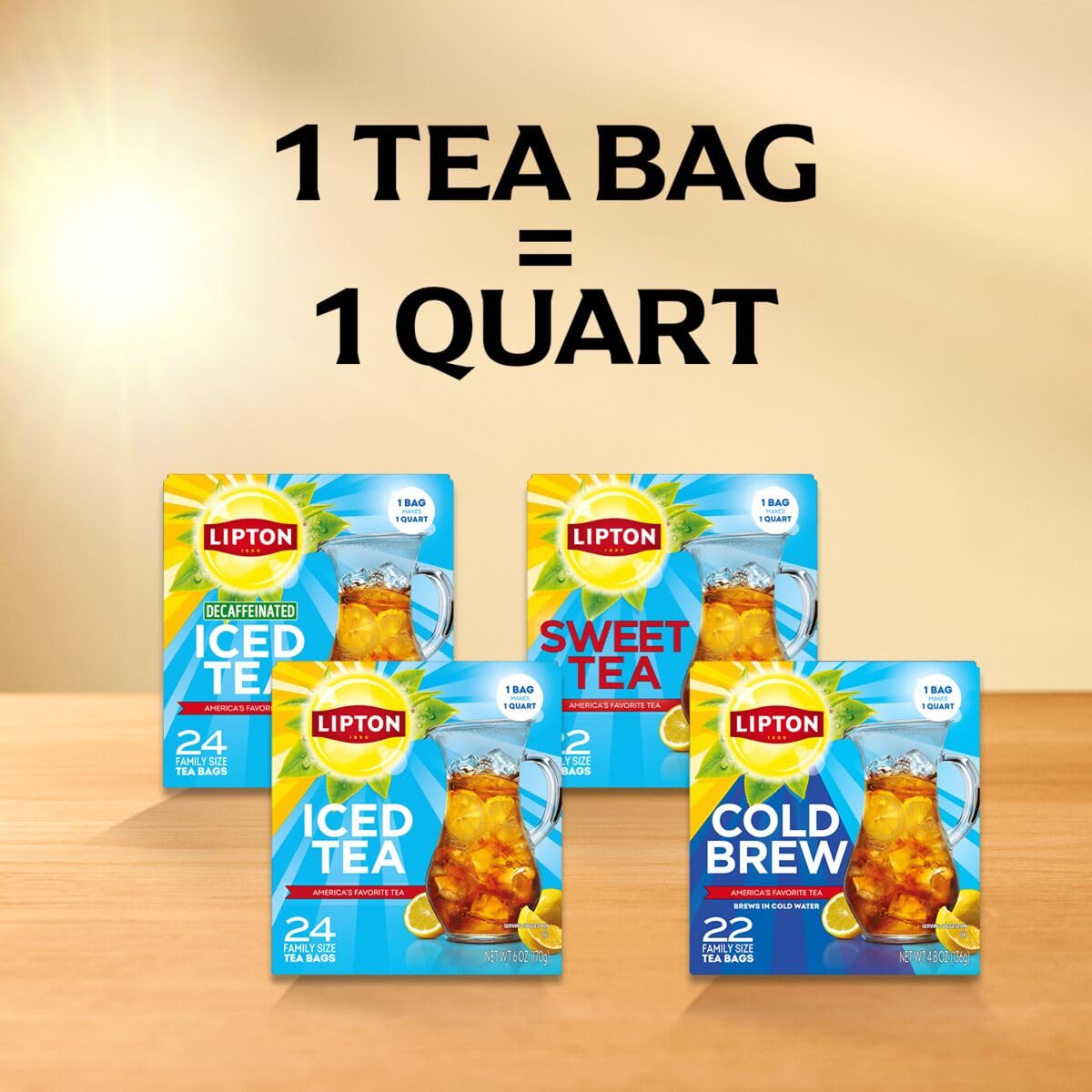 Lipton Iced Tea Bags Unsweetened – Refreshing Sugar Free Drink for Open Air Events and Picnics, Pack of 24