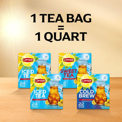 Lipton Southern Sweet Iced Tea Bags – Bulk Outdoor Entertaining Brew for Poolside Pitchers and Cookouts, Family Size 132 Count