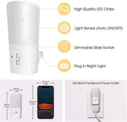 LOHAS Auto On/Off Nightlight for Bathroom and Bedroom, 1W LED Plug in for Safe Nighttime Navigation