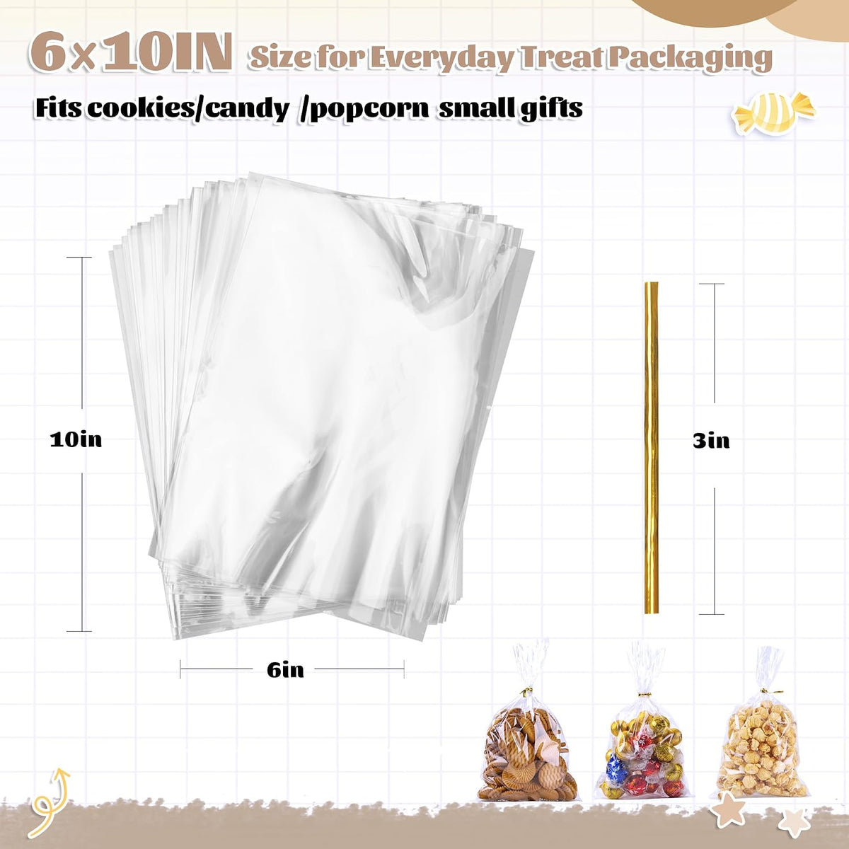 LOKQING Clear Treat Bags – Intentional Simplicity Packaging for Artisan Bakers, 8x11 Inch 100 Pack Clean Look