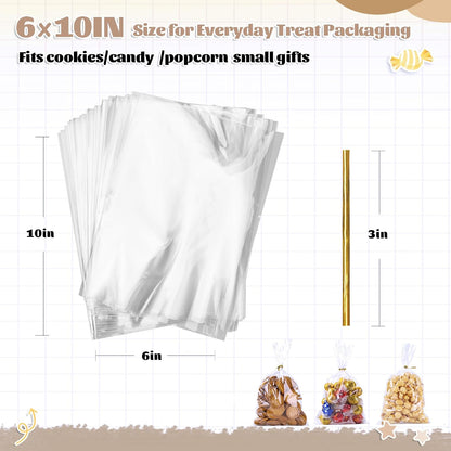 LOKQING Clear Treat Bags – Intentional Simplicity Packaging for Artisan Bakers, 8x11 Inch 100 Pack Clean Look