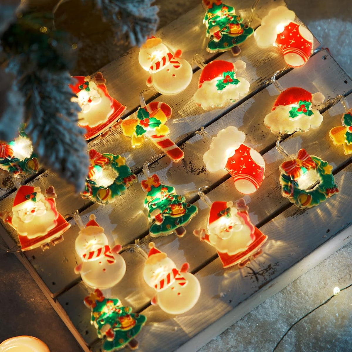LOLStar Christmas Fairy Lights – Thoughtful Holiday Hostess Gift with Santa Snowman and Candy Cane Charms, Ready to Gift