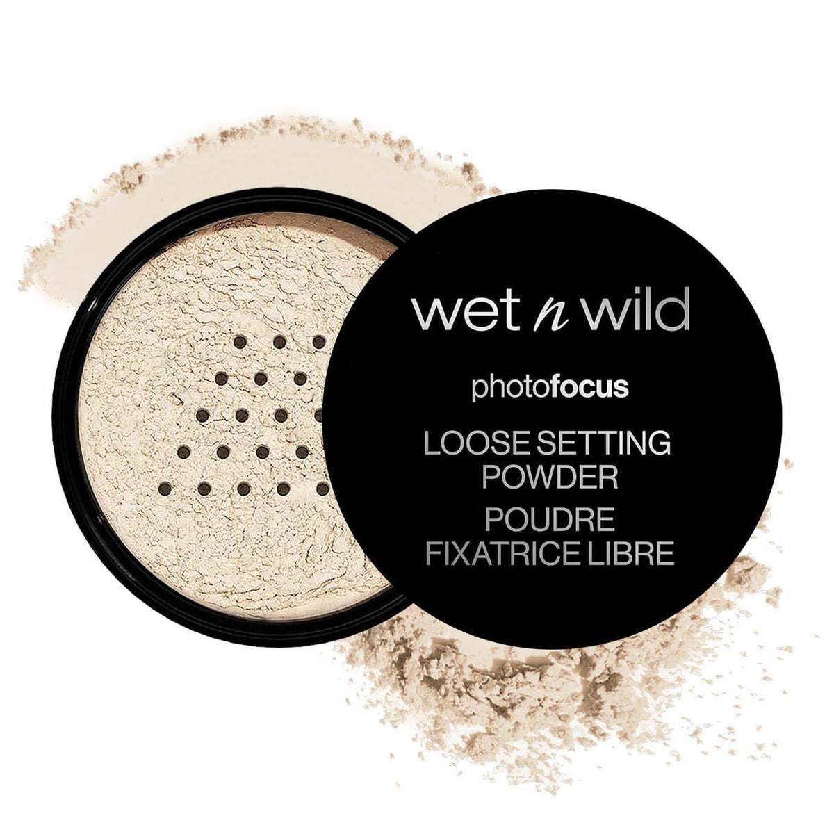 loose powder jar form with silky weightless texture for even blending