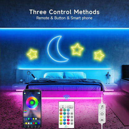 LotusLamp Neon LED Strip for Living Room Wall Art, Music Sync RGB Rope Light with App & Remote for Modern Home Styling
