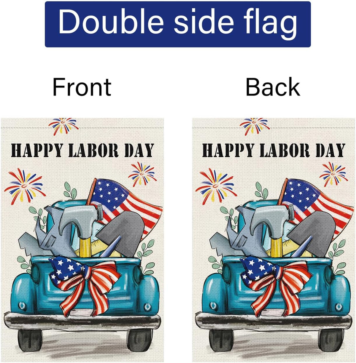 Louise Maelys Happy Labor Day Garden Flag 12x18 Double Sided Vertical, Weatherproof Spun Polyester Yard Banner for Patio Deck and Outdoor Entertaining