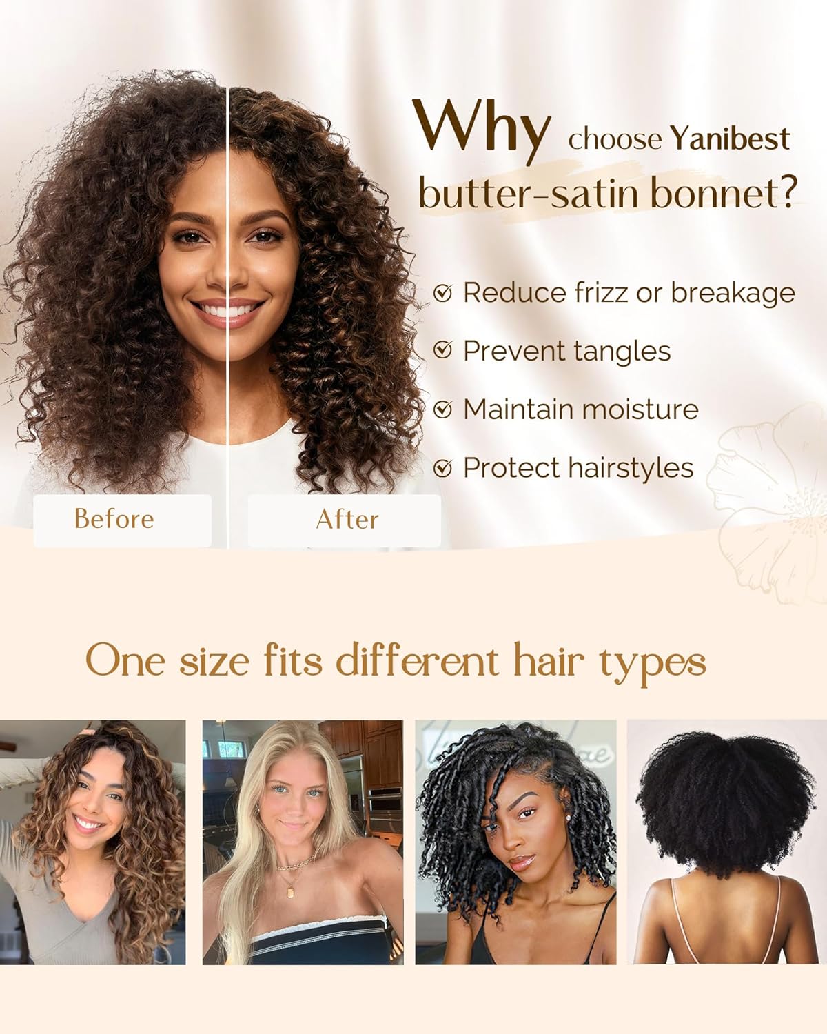 low-friction satin surface that preserves hair luster, flexibility, and moisture