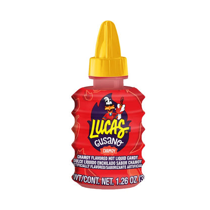 Lucas Chamoy Liquid Candy with Gusano – Mild to Extra Hot Mexican Candy Sampler for Kids' Party Bowls