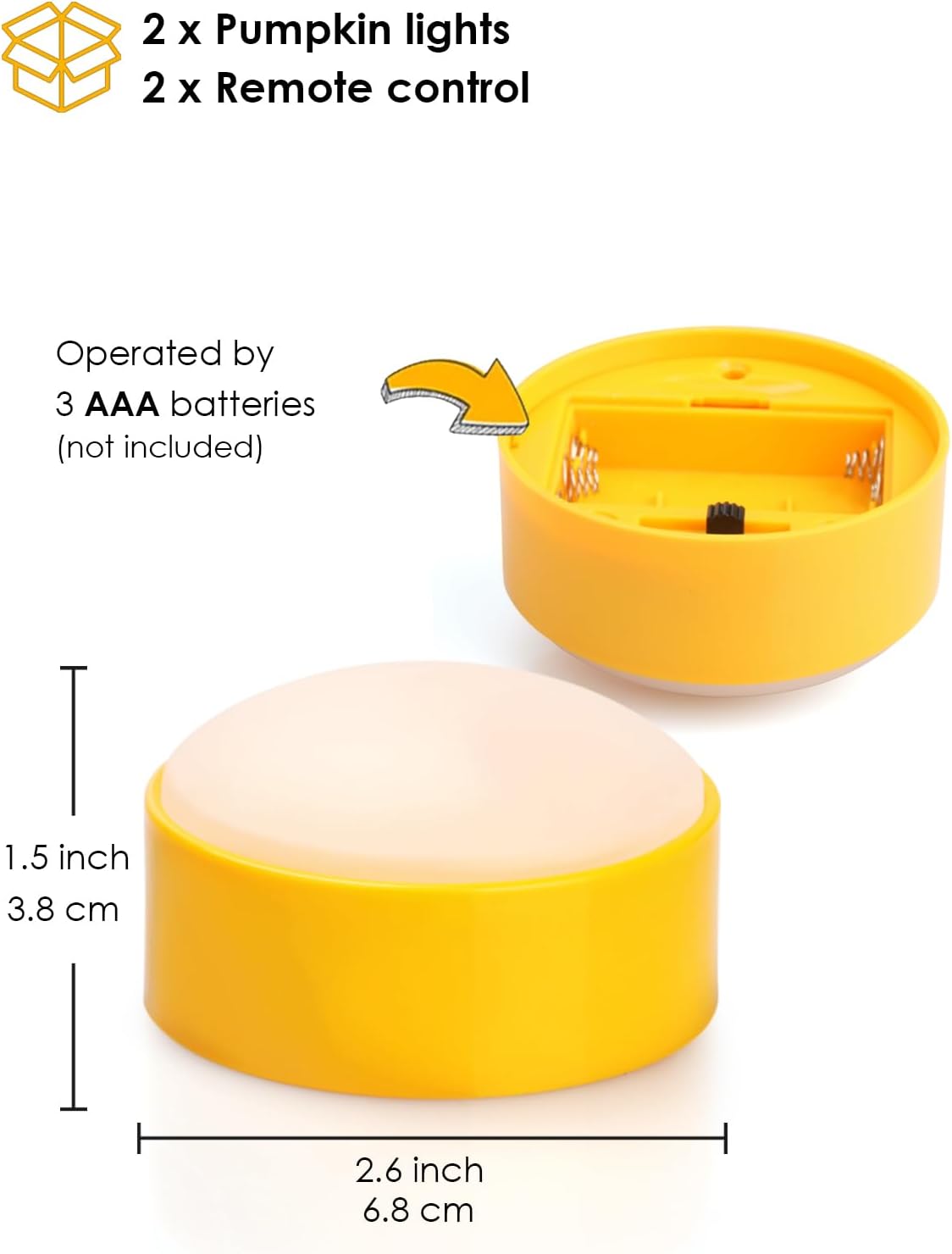 Luditek Battery Pumpkin Lights – Smokeless Fire Risk Free Halloween Glow, Remote Included