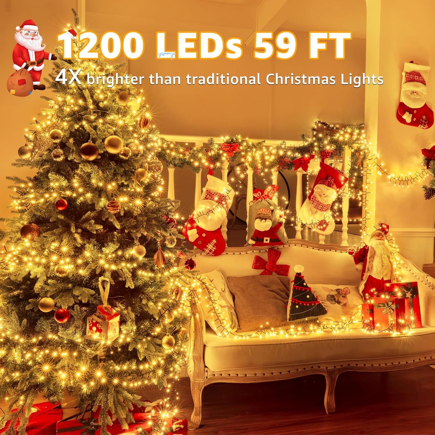 Lumicharm Waterproof Cluster Lights 59ft – Patio String Lights for Outdoor Dining and Backyard Setup