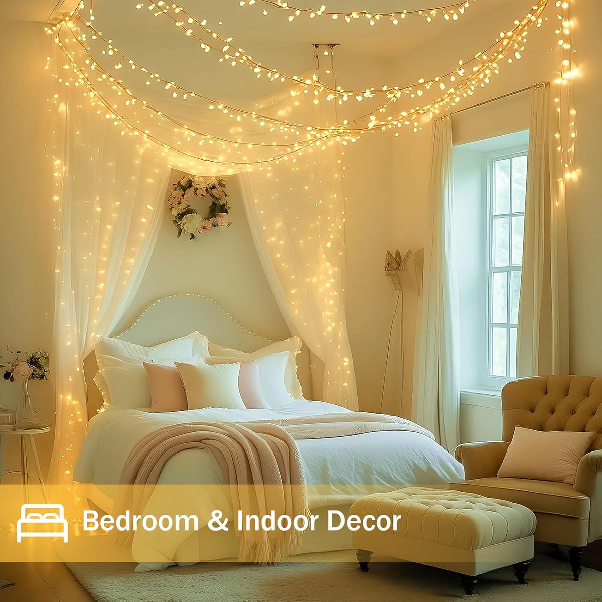 Lumify Low Voltage 29V LED String Lights with Overheat Protection – Flameless Safe Lighting for Bedroom and Around Bedding