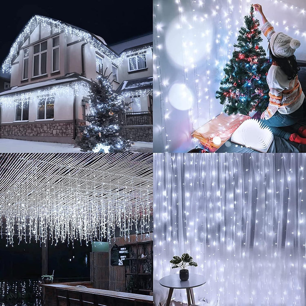 LuminaGlow Icicle Lights – Backyard Party Tent Decoration, Connectable 3-Set 400 LED Hanging Strand