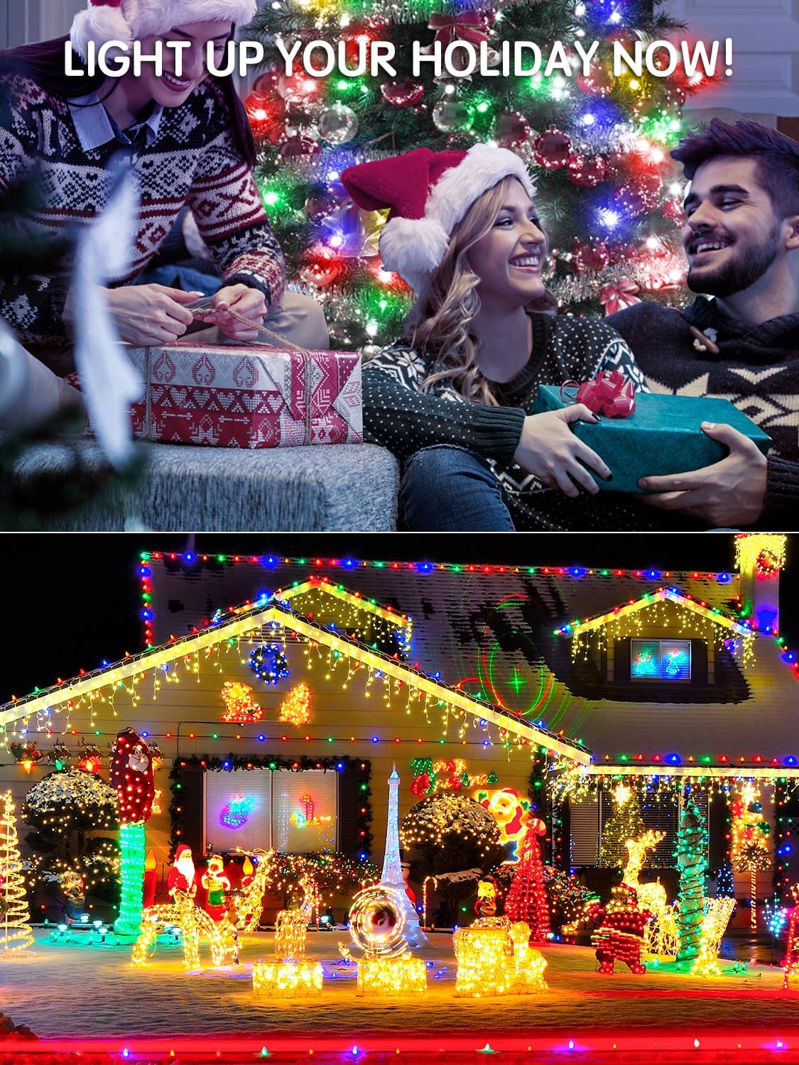 LuminaGlow Pro 115FT Fairy Lights for Living Room – Warm White & Multicolor 300 LED Indoor String Lights