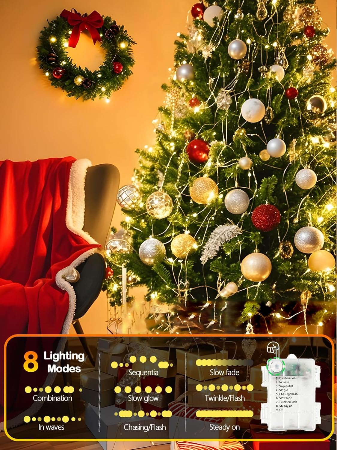 Luminara Glow 4-Pack LED Fairy Lights, Thoughtful Birthday Gift for Her with Remote, Timer & 8 Modes for Instant Cozy Ambiance