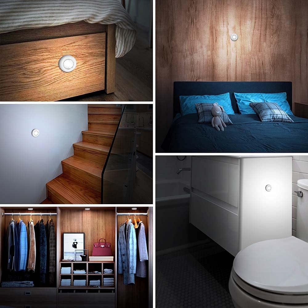 LuminAura LED Puck Lights – Intentional Small-Space Lighting, Adhesive Wireless Puck for Modern Homes