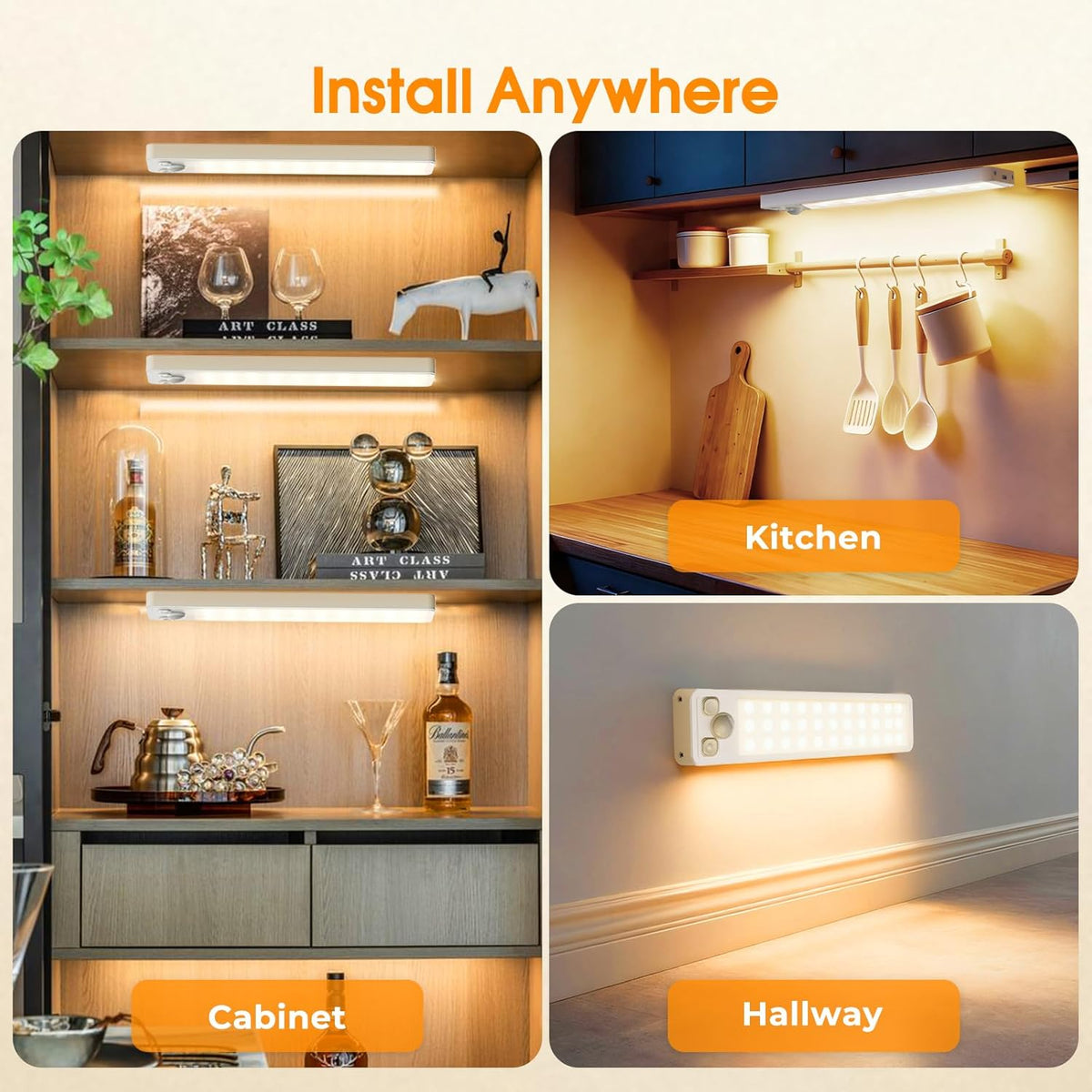 LuminBeam Rechargeable Closet Light – Fall-Prevention Hallway Lighting for Aging Parents, No Wires Needed