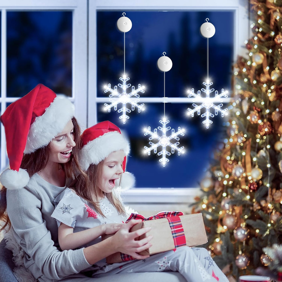 LuminGlow Snowflake Window Lights – Thoughtful Christmas Gift for Her, Mom & Coworkers with 3Pack Value